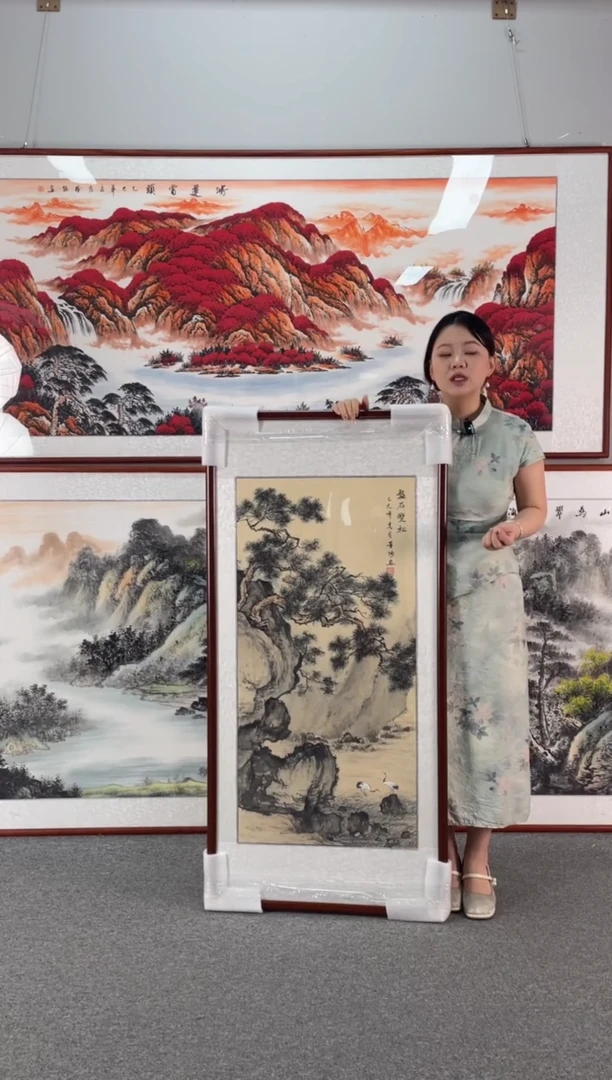 国画双松130*62纯手绘国画