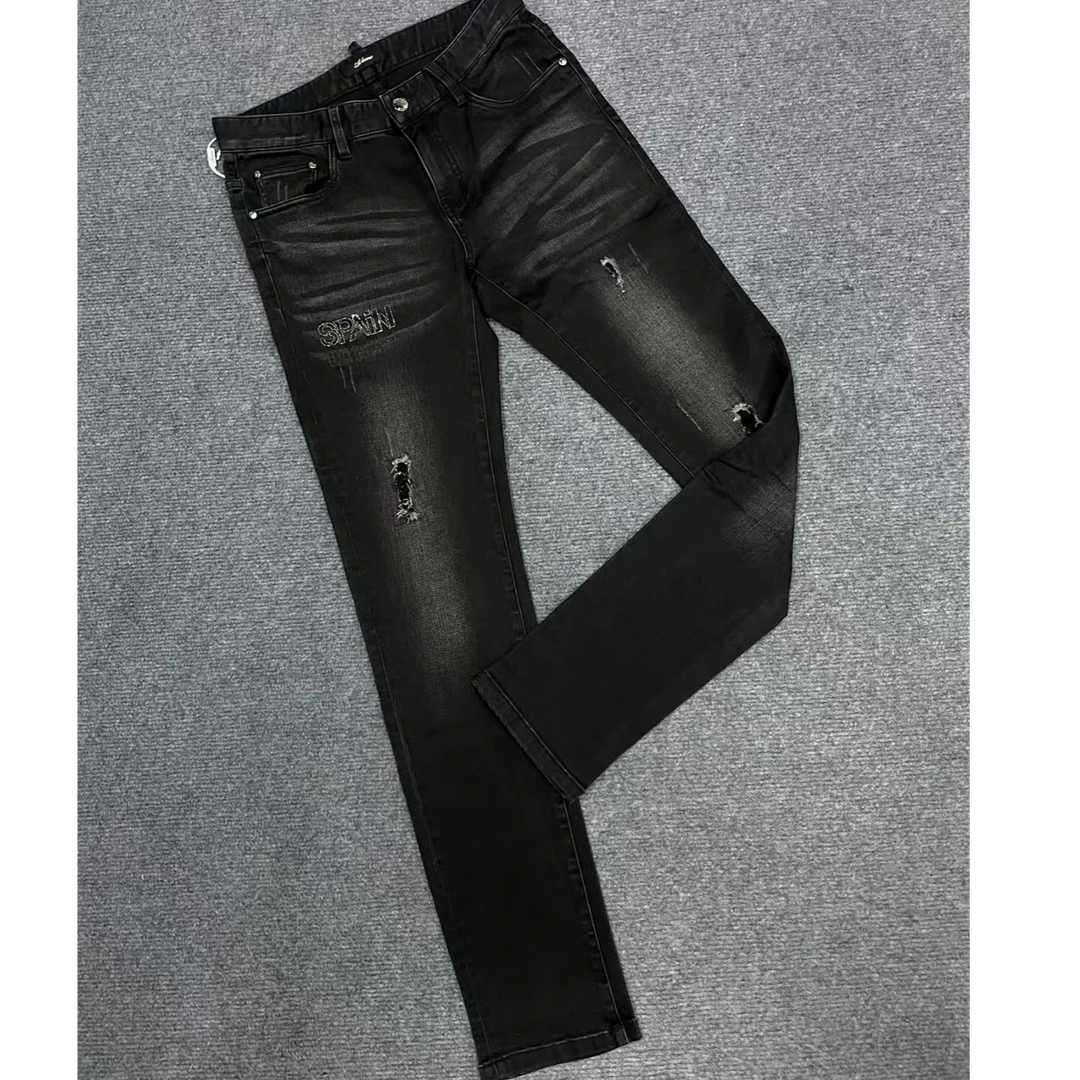 ku554男士简约春秋款牛仔裤黑灰色百搭时尚