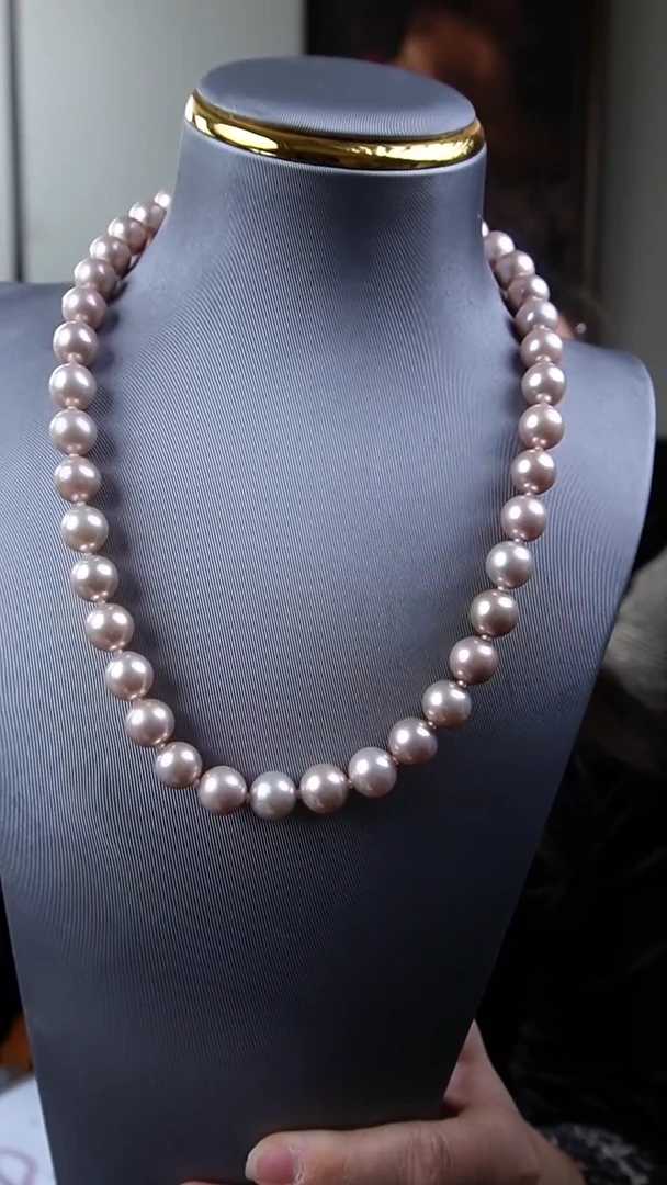 颈饰银S925镶嵌淡水珍珠紫色9-12