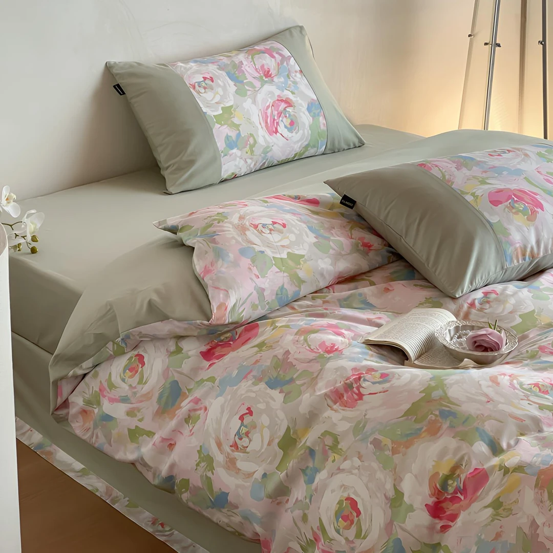 自在家 |花钿 超柔斜纹四季通用长绒棉数码印花四件套被套