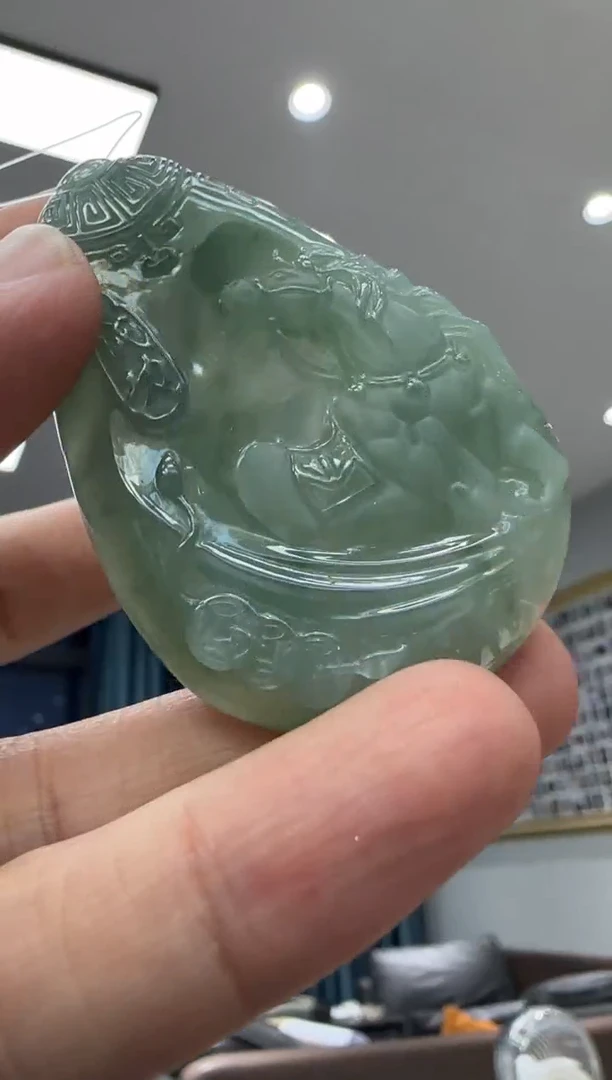 颈饰未镶嵌翡翠天然翡翠A货孤品一件