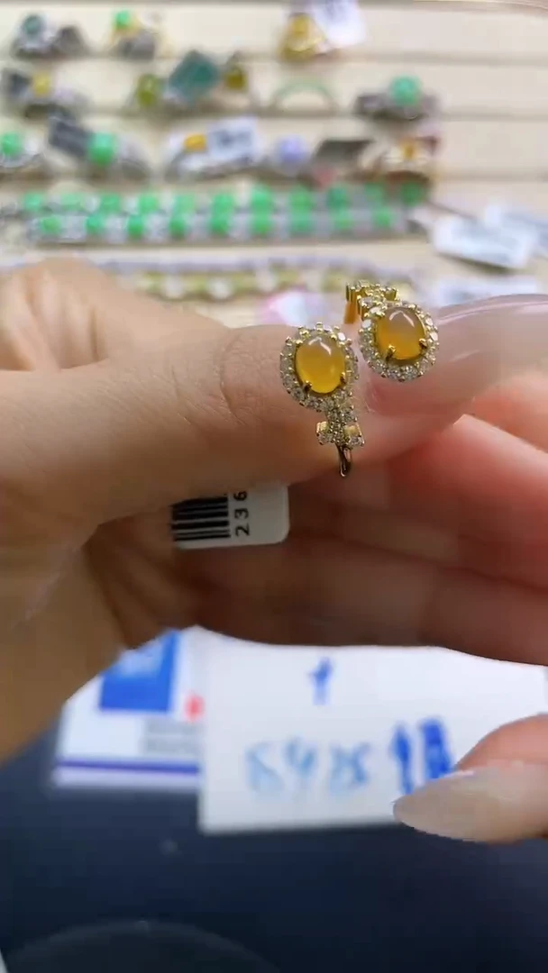 银S925镶嵌戒指翡翠翡翠 蛋面 银S925镶嵌