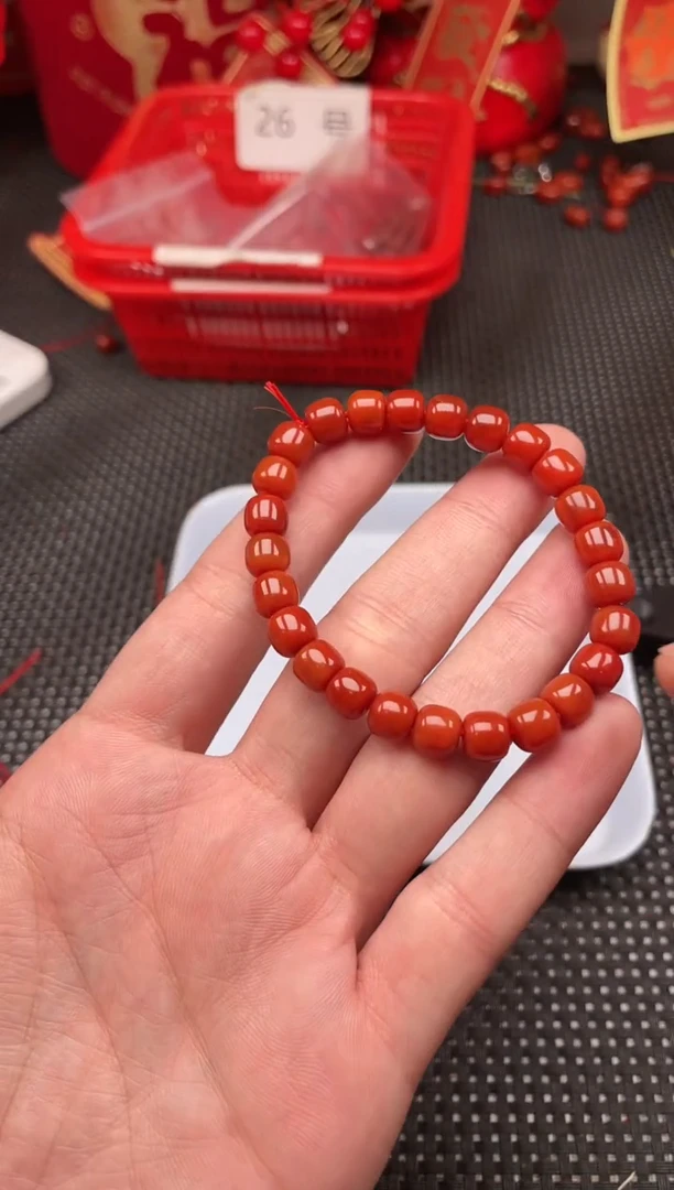 【闪购商品】南红玛瑙手串未镶嵌22号柿子红卡7+老型手串