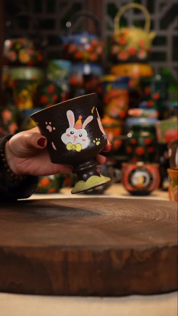 紫砂油画釉下彩手绘