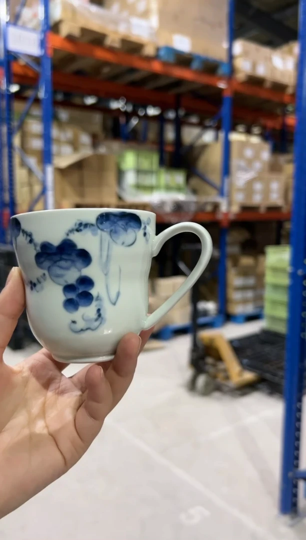 瓷片(B)染付葡萄 ひさごマグ(B)染付葡萄 ひさごマグ