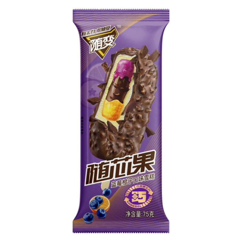 蒙牛随变随芯果蓝莓橙子口味雪糕（家庭装）75g*5