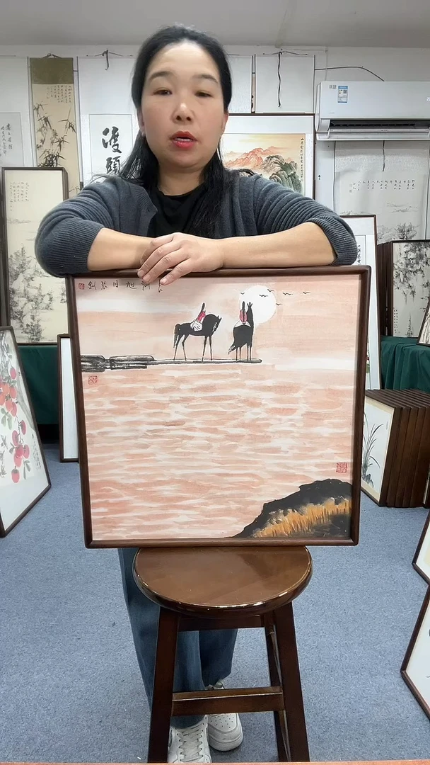 国画尺寸52*52实木画框京东包邮手绘