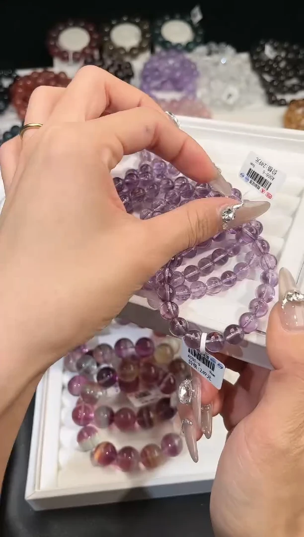 【闪购商品】水晶手链未镶嵌多样性发一紫水9mm