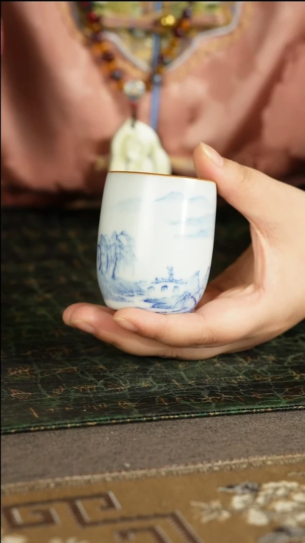 善窑厂汝窑月白山水闻香杯