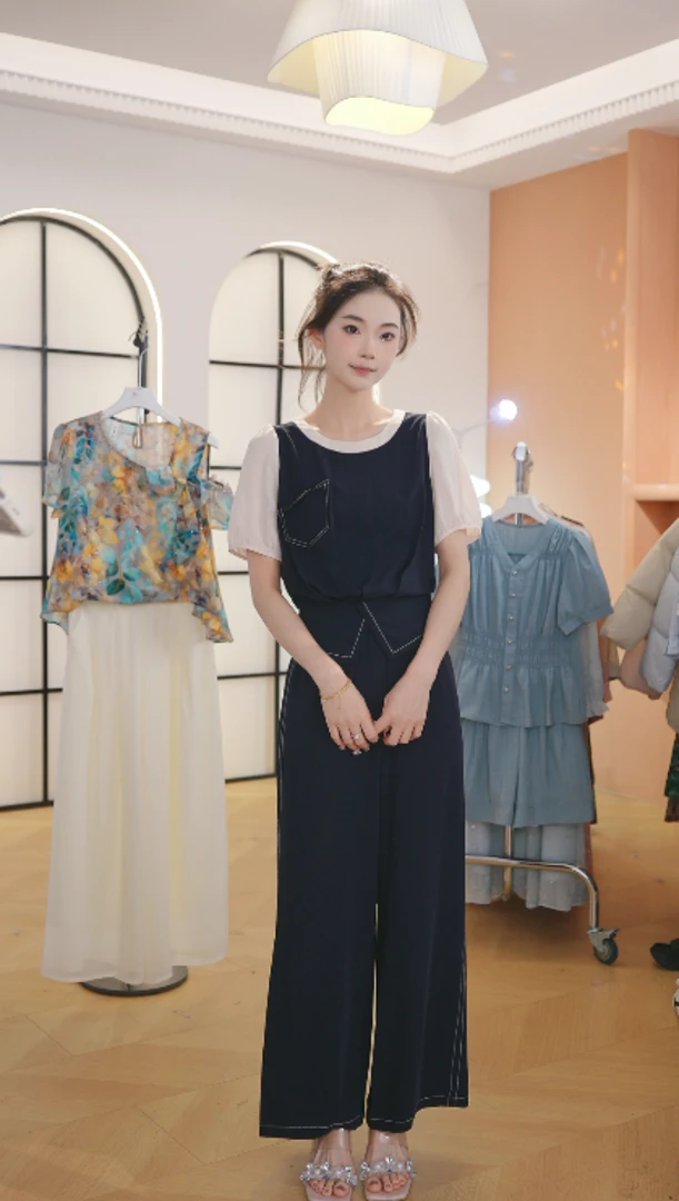 Z8630夏装女士高端时尚两件套洋气百搭宽松套装女