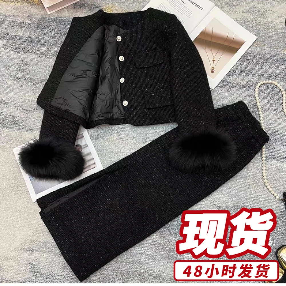 黑色小香风套装女冬季2025新款高端法式气质两件套A811019
