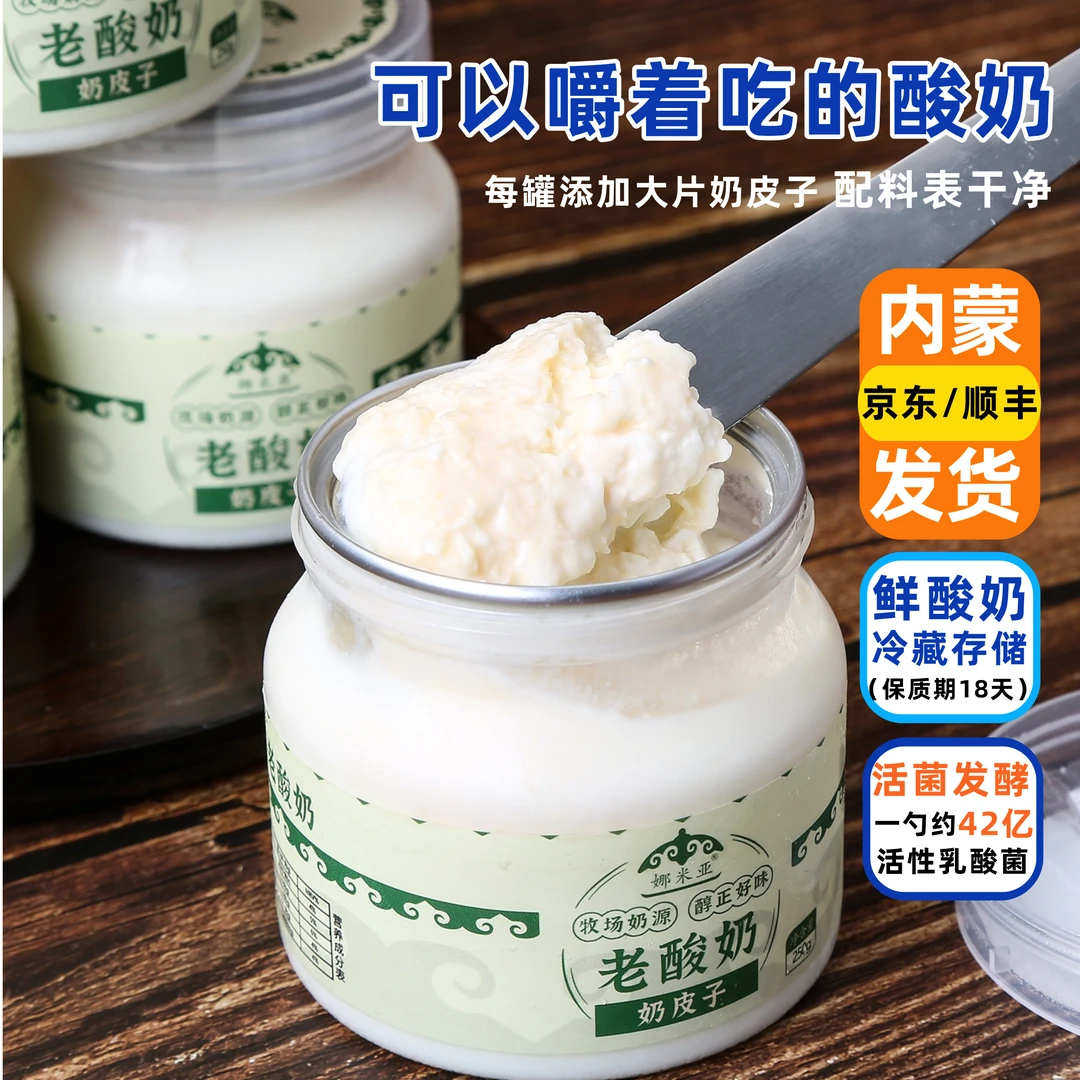 酸奶世界内蒙古正宗鲜奶皮酸奶250g非干噎益生菌奶皮子酸奶嚼着吃