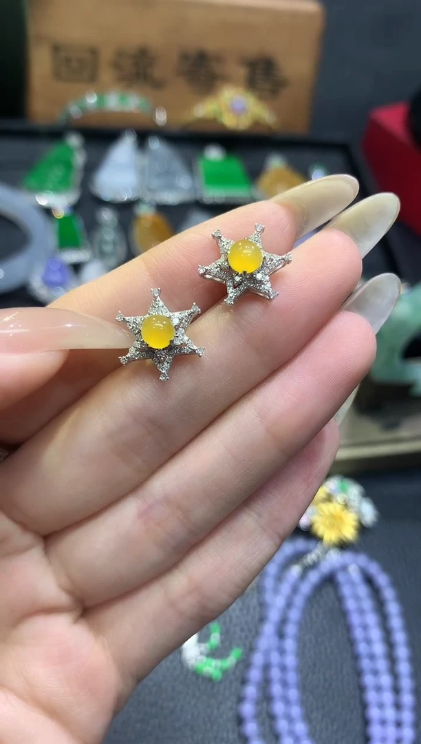 18K金镶嵌翡翠耳饰14团购