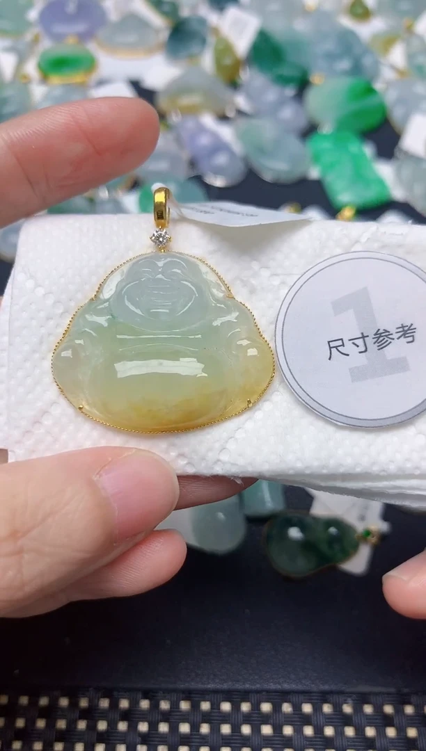 颈饰18K金镶嵌翡翠天然缅甸A货翡翠