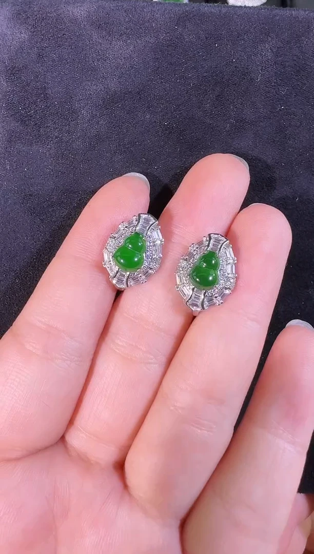 【闪购商品】翡翠耳饰银S925镶嵌耳包