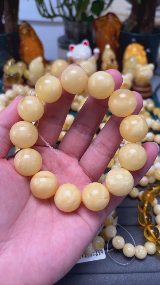 手串蜜蜡未镶嵌p62精品白花蜡单圈 47.13克 18+mm