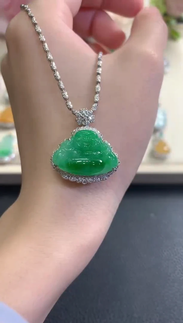 吊坠(不含链)18K金镶嵌翡翠秋日珠宝Q61