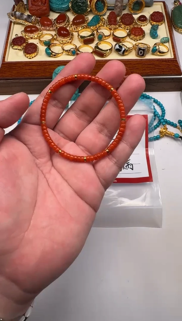 18K金镶嵌南红玛瑙挂件**手串手串