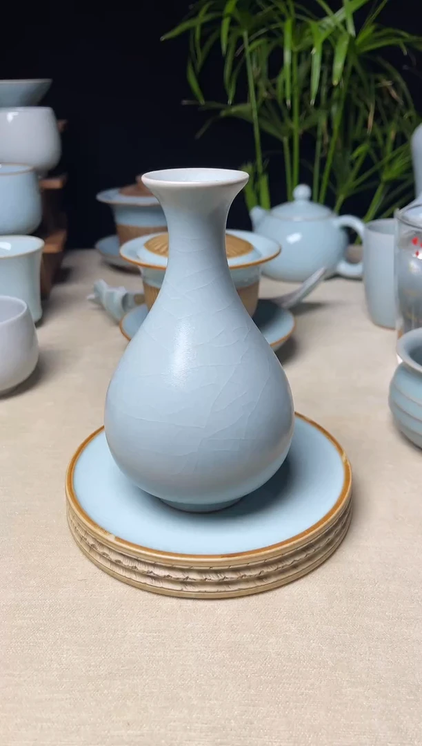 微瑕仿古釉玉壶春花瓶摆件
