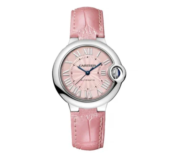 99新 Cartier/卡地亚 卡地亚蓝气球粉盘钢带皮带款原盘机械33盘DJ