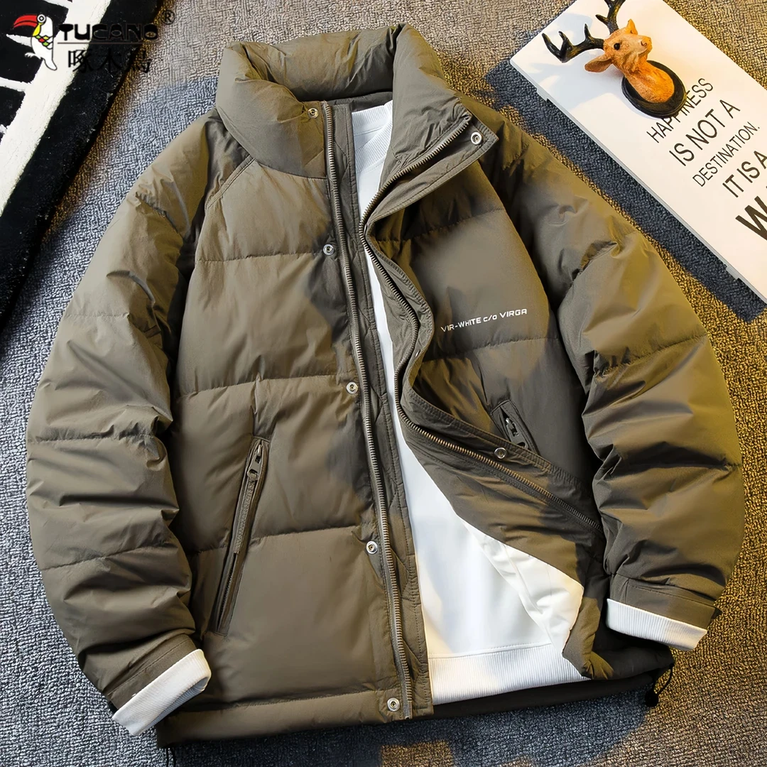 啄木鳥冬季新款轻商务立领休闲羽绒服潮牌时尚高品质短款保暖外套