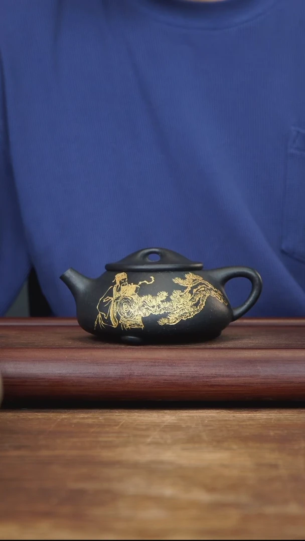 茶壶紫砂280ml 高工作品 景舟石瓢 紫泥还原烧