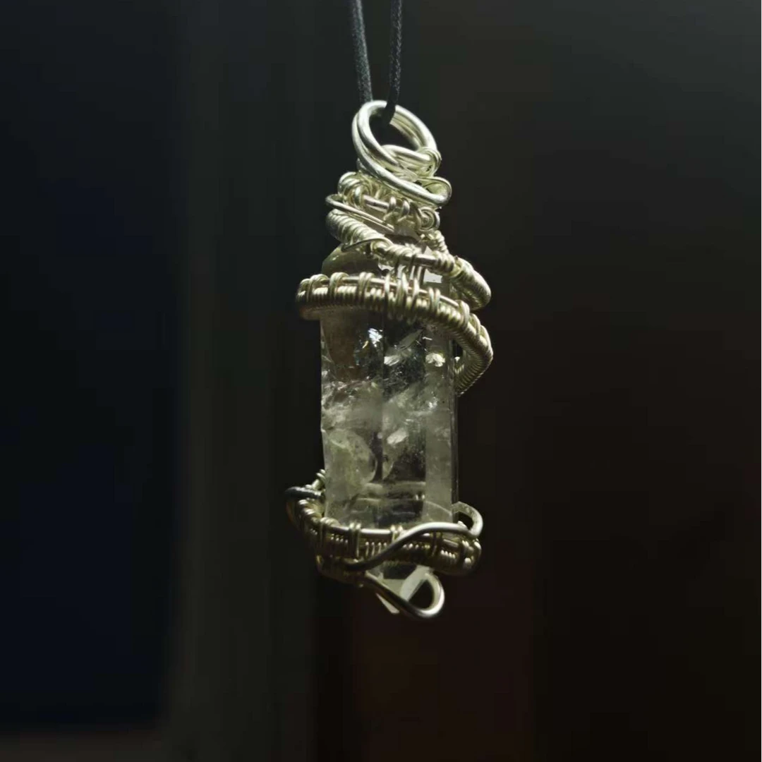 铜吊坠 原创设计个性首饰颈饰素款闪灵钻珠宝银色手工时尚饰品