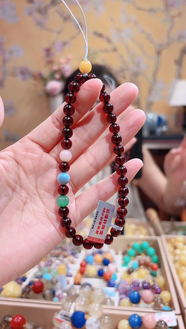 手链血珀未镶嵌天然蜜蜡血珀设计款手链，手机链