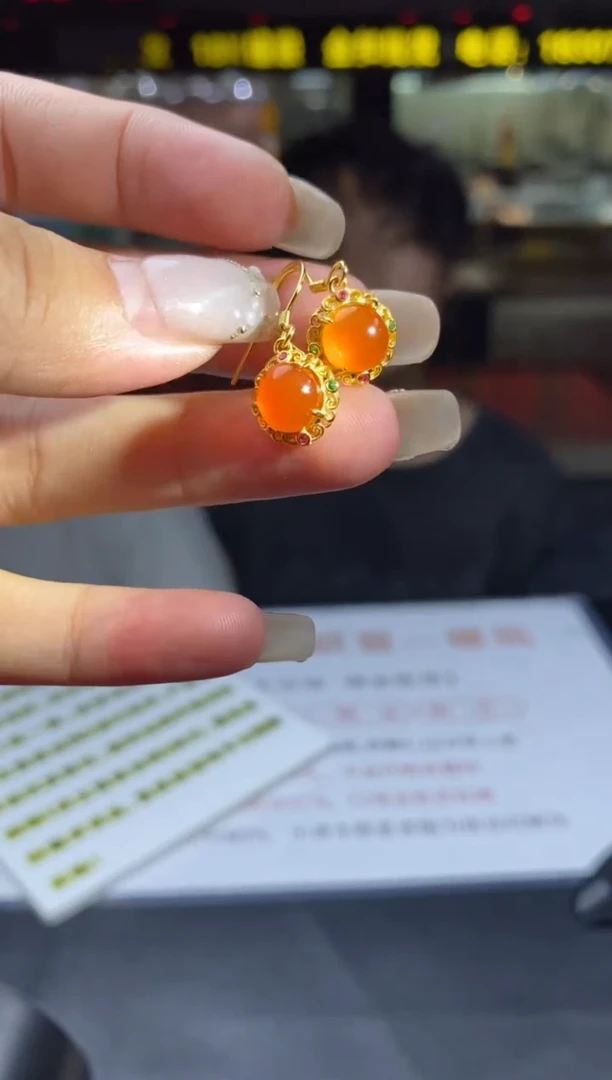 南红玛瑙银S925镶嵌耳饰多样性-耳饰-R1749