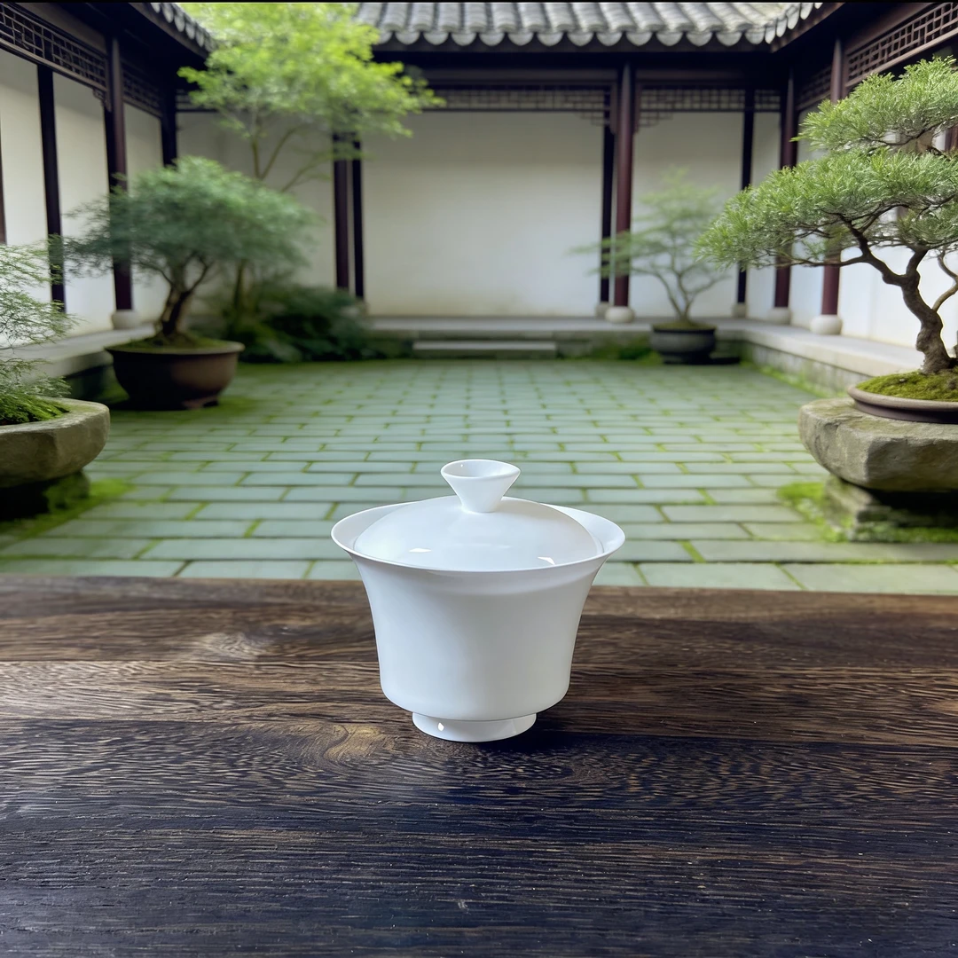 骨瓷盖碗马蹄三才高脚盖碗100ml单丛茶岩茶家用休闲陶瓷盖碗茶具