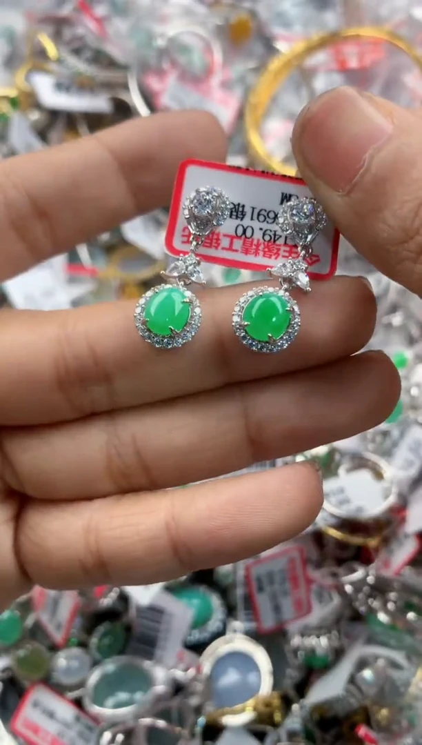 银S925镶嵌戒指翡翠777----8