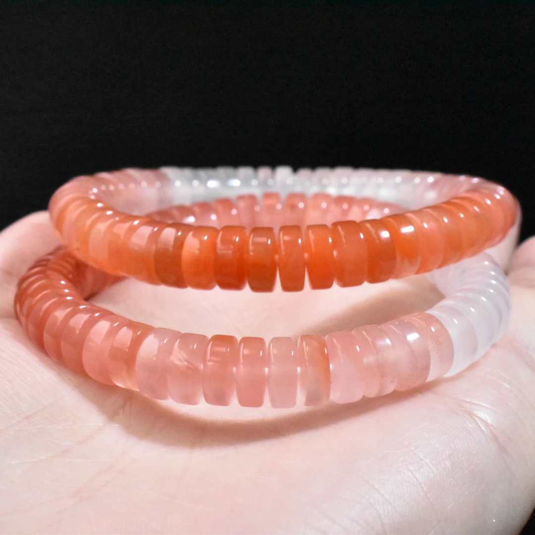 【一九珠宝】卡8mm南红渐变直切隔片手串-多样性发一件  YJ9793-1