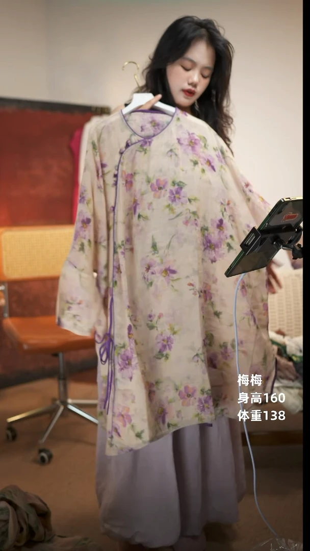 套头苎麻袍子上衣