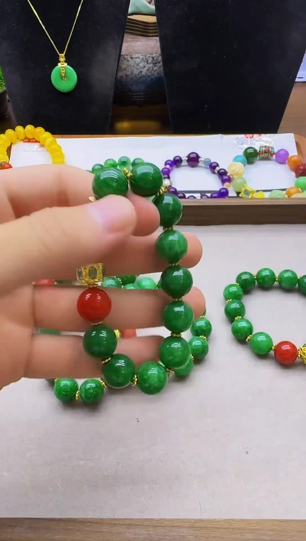 14K金镶嵌手链翡翠QY04