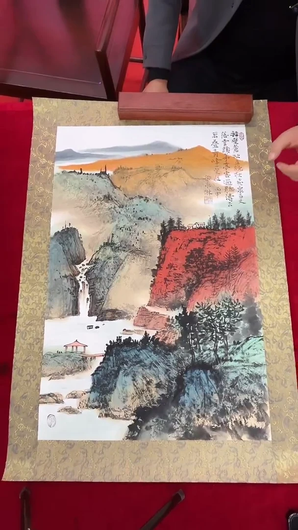 国画梁永琳-2.7平尺-山水-带小书