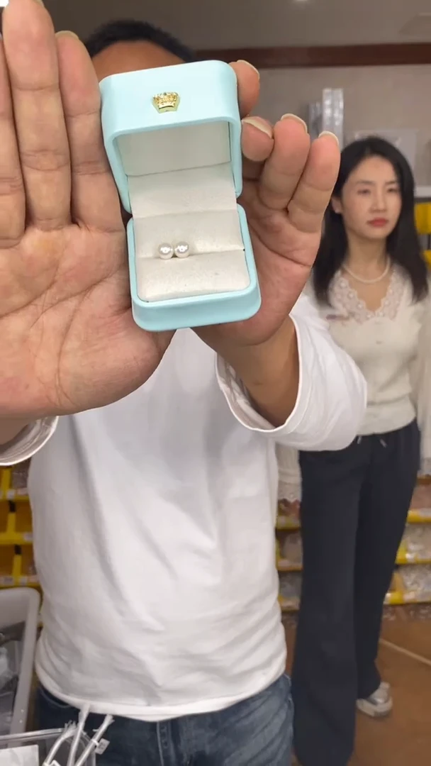 银S925镶嵌耳饰海水珍珠AK耳钉