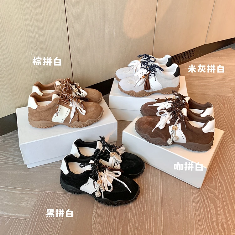 【Sheii苏茵茵】8cm足弓支撑内增高鸳鸯鞋带休闲鞋德训鞋E5119001