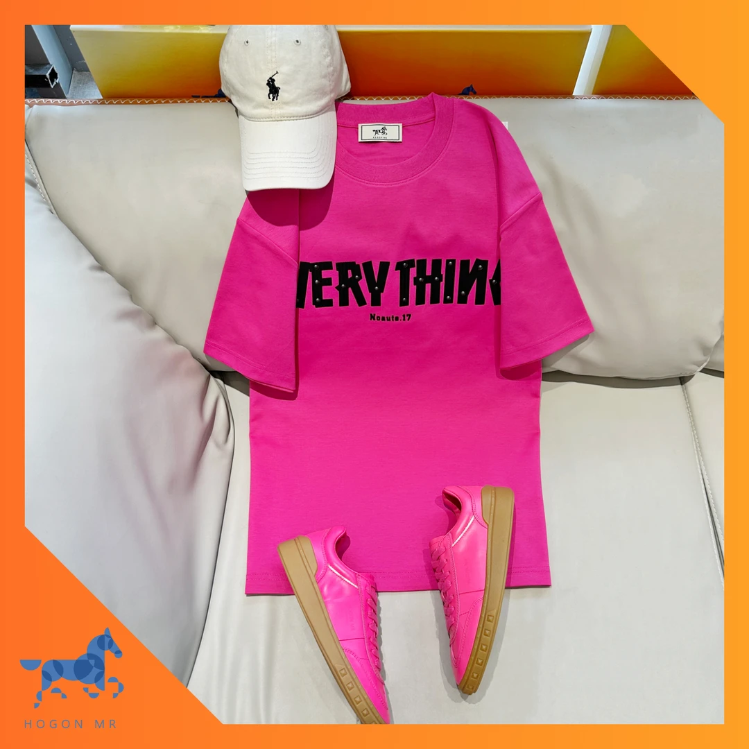 HOGON MR｜【新品】字母铆钉T恤圆领情侣宽松短袖时尚休闲潮流