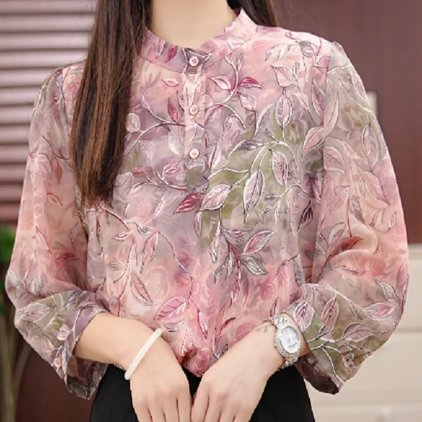 丝年.金枝玉叶|高端大气显瘦气质薄款轻奢衬衫女SY0061