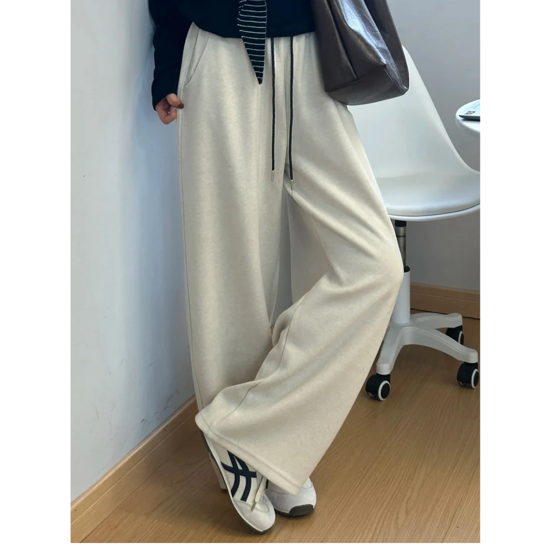 大码女装肥妹妹mm慵懒加绒糯米秋冬高腰宽松显瘦休闲长裤子200斤