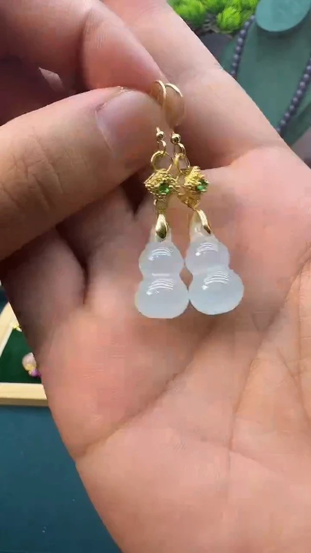 翡翠14K金镶嵌耳饰E170