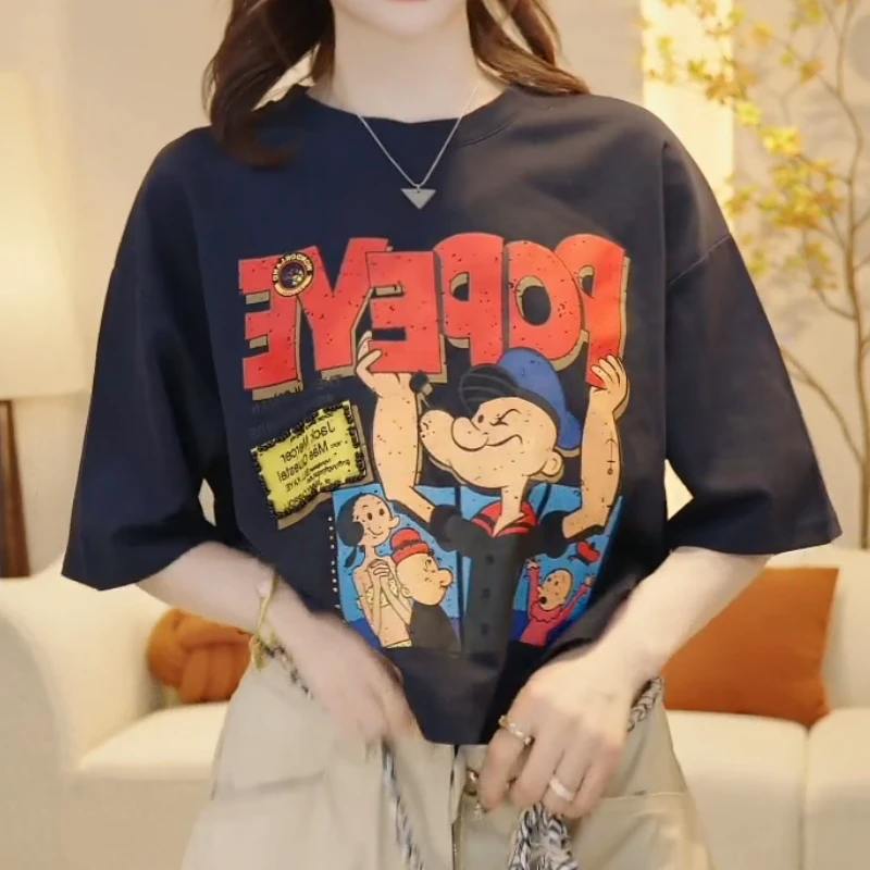 夏季时尚百搭设计感卡通印花短袖T恤上衣女LK2503950
