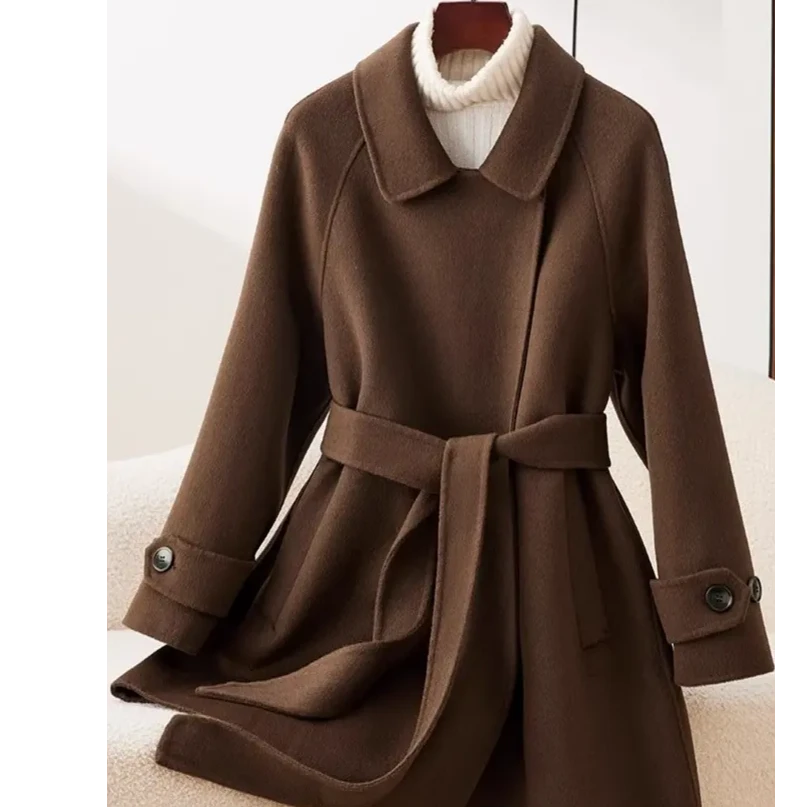 毛呢外套秋冬季加厚大衣双面绒