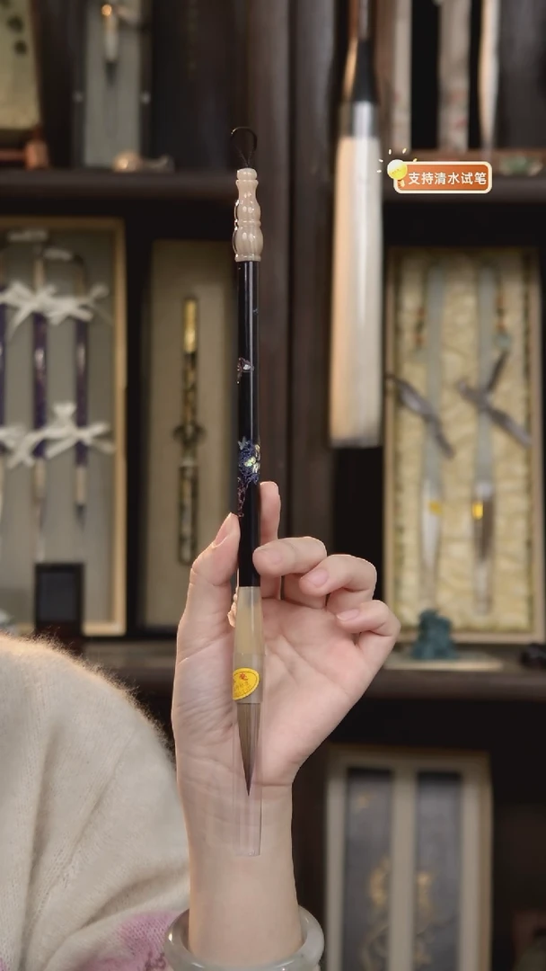 5号  狸奴探春  大漆创金工艺搭配螺钿狼毫大楷4*1