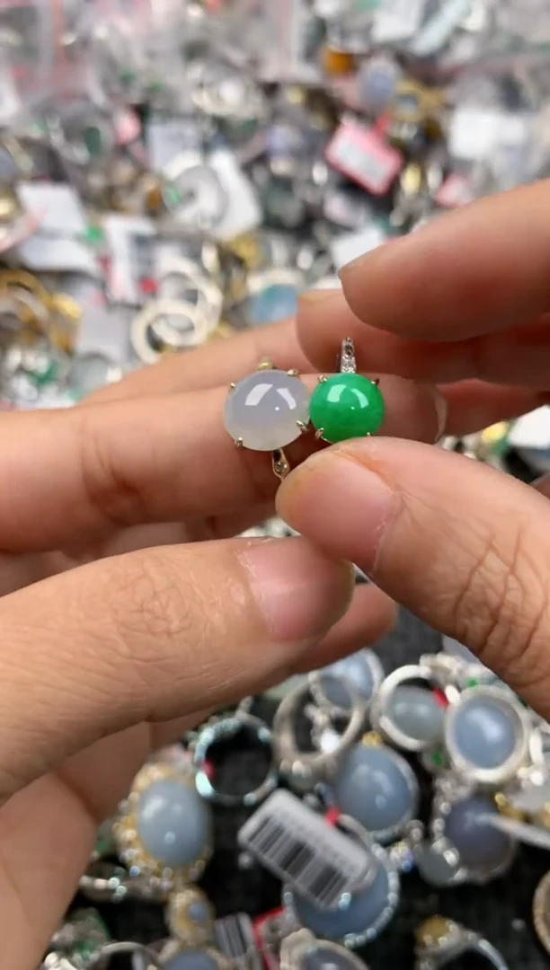 银S925镶嵌戒指翡翠555----1