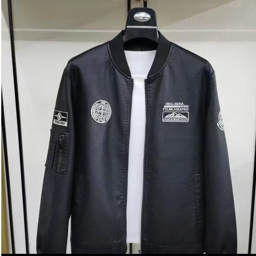 新款高品质男士立领休闲皮衣夹克