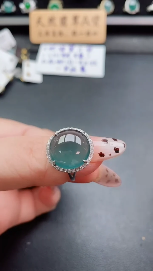 银S925镶嵌戒指翡翠1