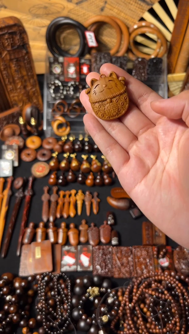 木雷击桃木 招财猫 小吊坠 小挂件