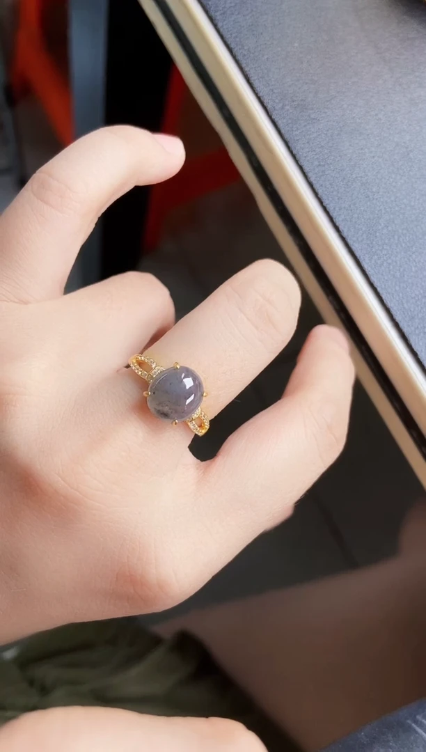 翡翠戒指银S925镶嵌48894