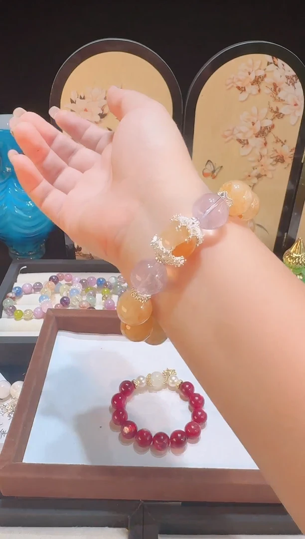 烟晶手链银S925镶嵌手串